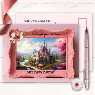 Carte Postale Faire-part Cadre photo vintage rose amusant Nouvelle Adresse