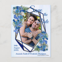 Cadres Géométriques Or-Navy & Fleurs Bleues