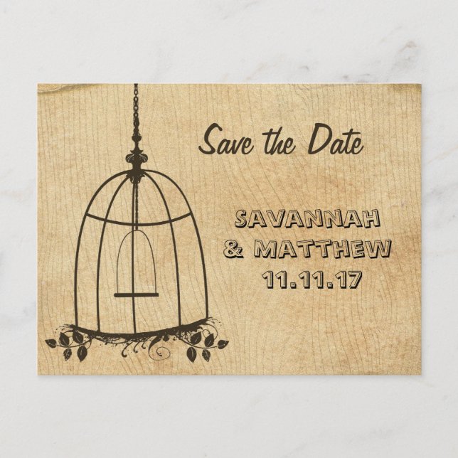 Carte Postale Faire-part Cage à oiseaux Save the Date (Devant)