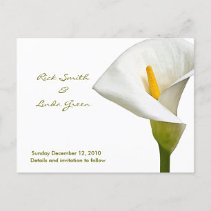 Carte Postale Faire-part Cala Lily élégant - Sauvegarder la date blanche