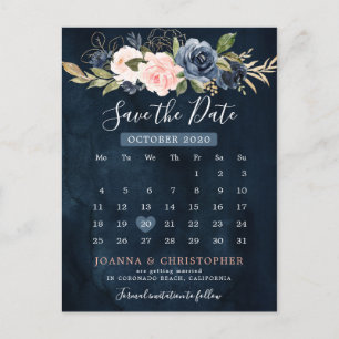 Carte Postale Faire-part Calendrier bleu bleu bleu rose marine Enregistrer 