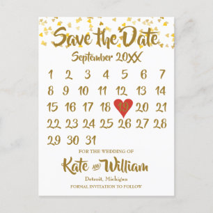 Carte Postale Faire-part Calendrier de confettis Love Hearts Save the Date