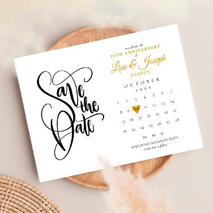 Carte Postale Faire-part Calendrier de date de sauvegarde 50e anniversaire 