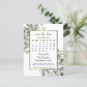 Carte Postale Faire-part Calendrier de mariage à conserver Eucalyptus et Pi