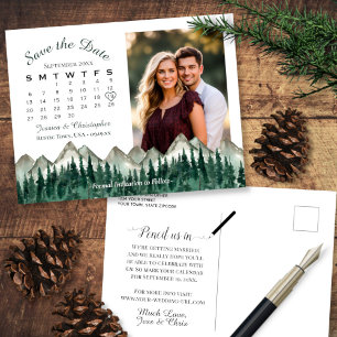 Carte Postale Faire-part Calendrier de mariage Mountain & Pine Photo Enregi
