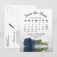 Calendrier de mariage Rose Bleu Acier Save the Dat