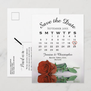 Carte Postale Faire-part Calendrier de mariage Rose Orange Rouille Enregist