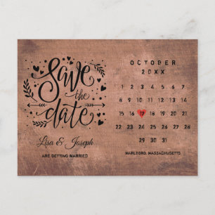 Carte Postale Faire-part Calendrier de mise en réserve de date Cœur d'amour