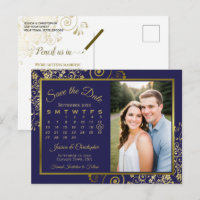 Calendrier de photo de mariage Navy & Gold pour an