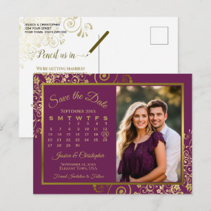 Carte Postale Faire-part Calendrier de sauvegarde de date de mariage photo 