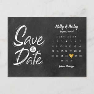 Carte Postale Faire-part Calendrier de sauvegarde de date Or Cœur Tableau n
