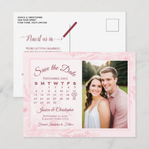 Carte Postale Faire-part Calendrier de sauvegarde de mariage aux pivoines r
