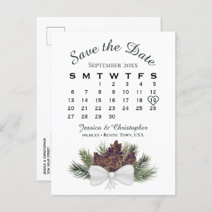 Carte Postale Faire-part Calendrier du Mariage Pinecone Bouquet Enregistrer