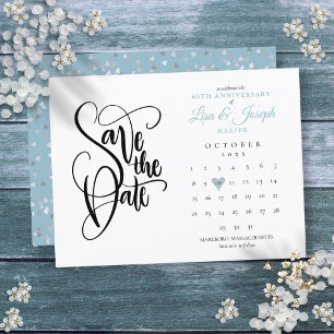 Carte Postale Faire-part Calendrier en forme de cœur pour le 60e anniversai