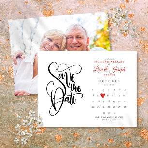 Carte Postale Faire-part Calendrier Photo de sauvegarde de la date du 40e a
