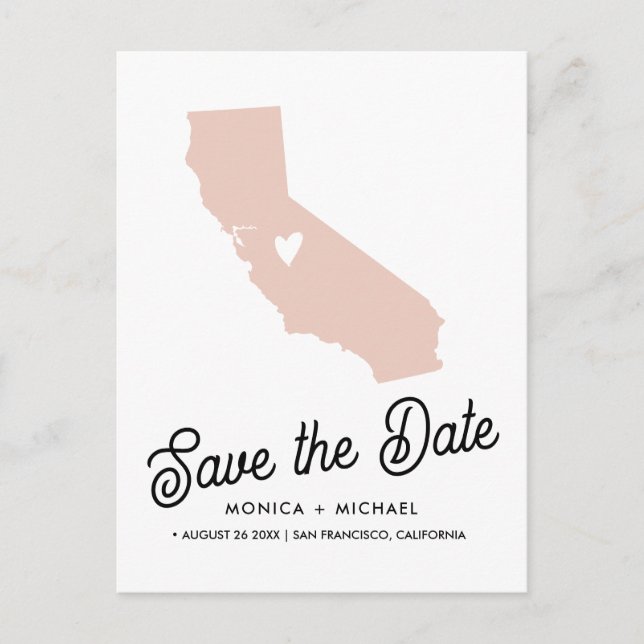 Carte Postale Faire-part CALIFORNIA State Destination Wedding - N'IMPORTE Q (Devant)
