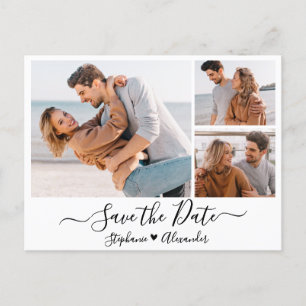 Carte Postale Faire-part Calligraphie de Budget Collage de Photos Faire-Par
