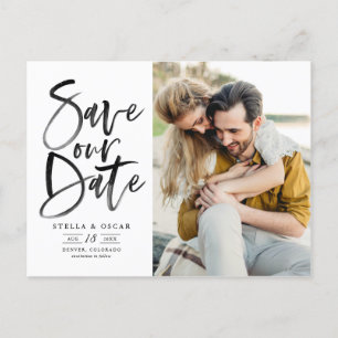 Carte Postale Faire-part Calligraphie de la brosse d'aquarelle noire Econom