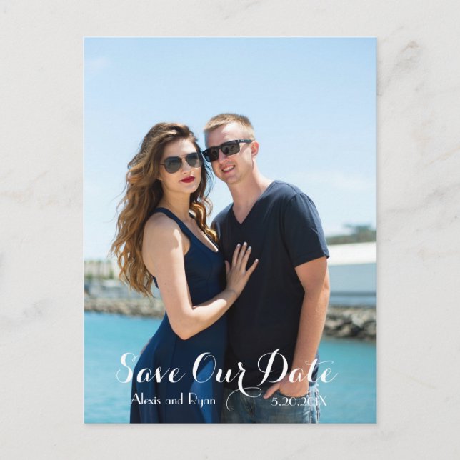 Carte Postale Faire-part Calligraphie de texte moderne ENREGISTREZ LA DATE  (Devant)