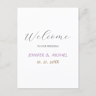 Carte Postale Faire-part Calligraphie Élégant Bienvenue Mariage