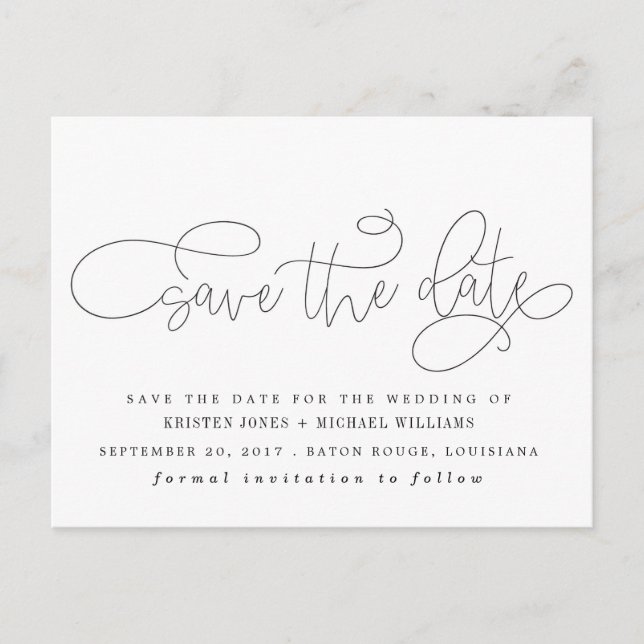 Carte Postale Faire-part Calligraphie Enregistrer la date (Devant)