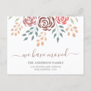 Carte Postale Faire-part Calligraphie florale moderne Nous avons déménagé