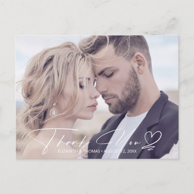 Carte Postale Faire-part Calligraphie Mariage Remerciements Mauve ID771 (Devant)