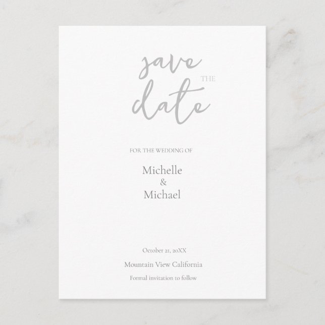 Carte Postale Faire-part Calligraphie Moderne de Mariage Save the Date (Devant)