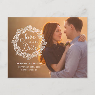 Carte Postale Faire-part Calligraphie rustique Photo Enregistrer la date