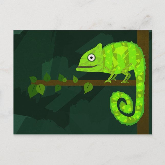 Carte Postale Faire-part Caméléon mignon vert (Devant)