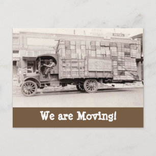 Carte Postale Faire-part Camion de déménagement drôle vintage changement d'