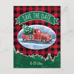 Carte Postale Faire-part Camion Vintage Noël Économisez La Date