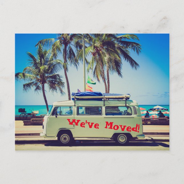 Carte Postale Faire-part Camping-car RV à Miami Nous avons déménagé (Devant)