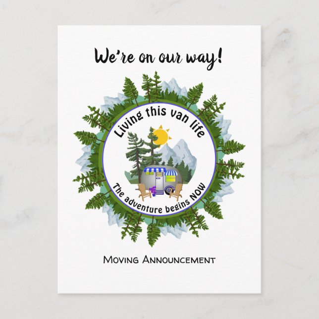 Carte Postale Faire-part Camping sur mesure Van Life CARAVAN (Devant)
