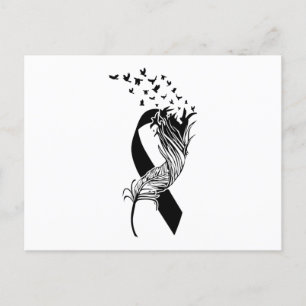 Carte Postale Faire-part Cancer Black Ribbon Feather Birds