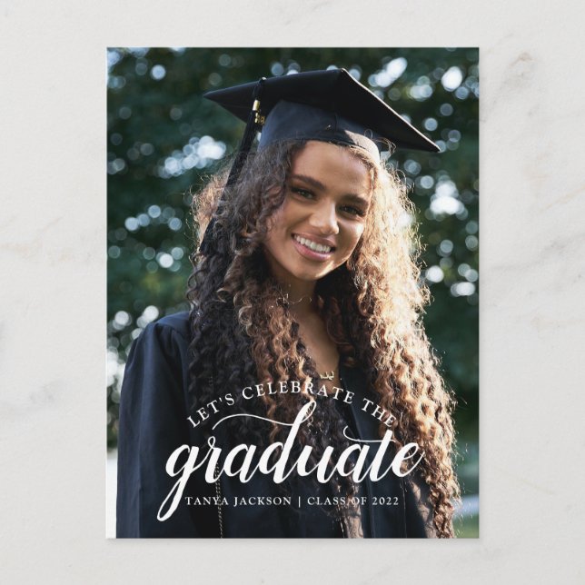 Carte Postale Faire-part Cap et toge de graduation de photo moderne (Devant)
