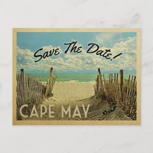 Carte Postale Faire-part Cap Mai Enregistrer La Date Vintage Plage Nautique
