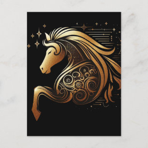 Carte Postale Faire-part Capricorne Zodiaque Cheval Or Astrologie