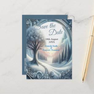 Carte Postale Faire-part Capture d'art Scène hivernale et cristaux de neige