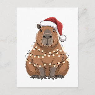 Carte Postale Faire-part Capybara Noël Correspondant Drôle de Père Noël
