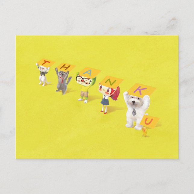 Carte Postale Faire-part Caractères Merci (Devant)