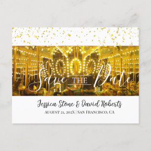 Carte Postale Faire-part Carousel Merry-Go-Round Gold Confetti Mariage