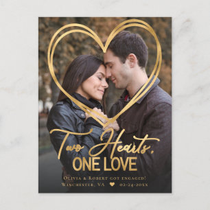 Carte Postale Faire-part Carton d'annonce de fiançailles avec photo de cœur