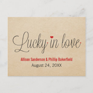 Carte Postale Faire-part Carton de date de sauvegarde Lucky in Love, Rouge