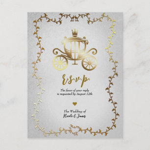 Carte Postale Faire-part Carton de réponse de mariage élégant en or 