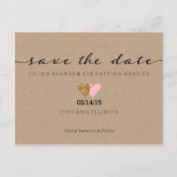 Carton de sauvegarde de date - Deux coeurs, Kraft