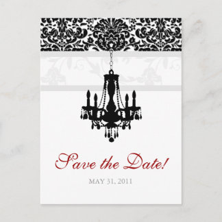 Carte Postale Faire-part Carton de sauvegarde de date lustre Damas BW