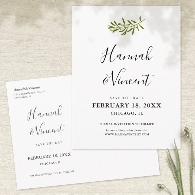 Carte Postale Faire-part Carton d'invitation à sauvegarder la date Branche  (Créateur téléchargé)