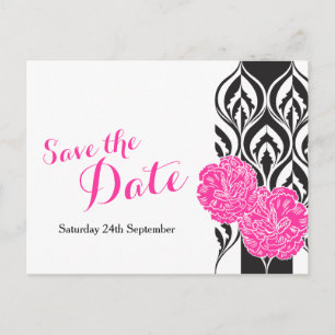 Carte Postale Faire-part Carton d'invitation de mariage aux oeillets roses
