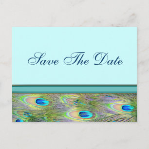 Carte Postale Faire-part Cartons d'invitation de mariage au paon bleu sarce